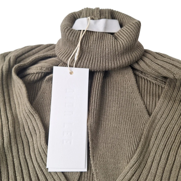 NWT Dion Lee Size XS/2 Warm Khaki Cable Cut-Out Back Tie Turtleneck Sweater - Picture 11 of 16